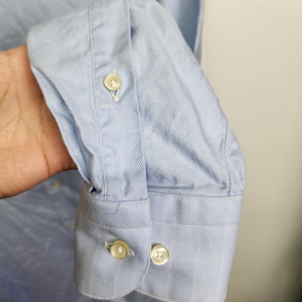Matteo‎ di Rota Shirt Mens 17 1/2 44 Blue Textured Button Up Made Italy Dress - Picture 5 of 12